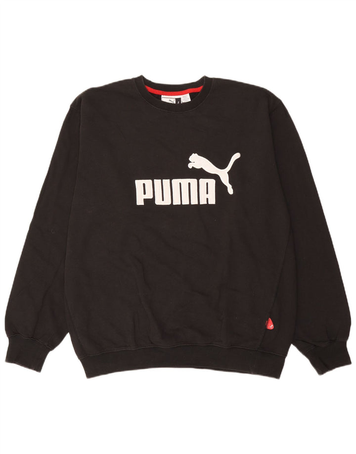 Мужской свитшот с рисунком Puma, большой черный хлопковый джемпер
