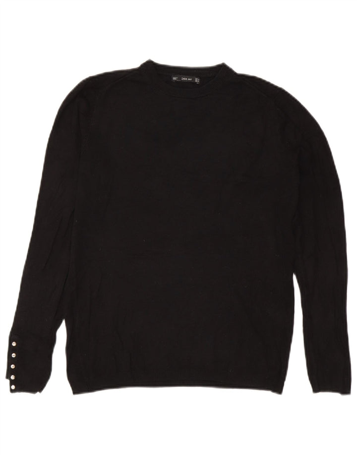 Женский джемпер с круглым вырезом Zara UK 12, средний черный