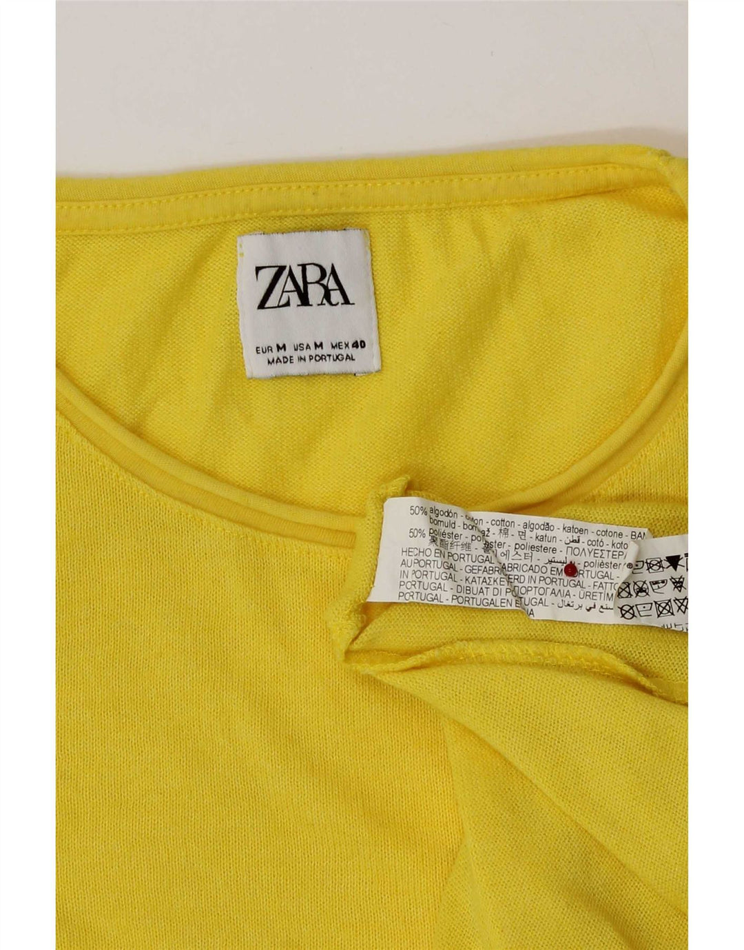 Zara Мужская футболка из хлопка среднего желтого цвета