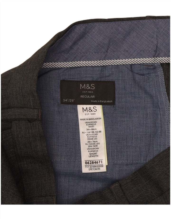 Мужские брюки обычного костюма Marks & Spencer W34 L29 серые из полиэстера
