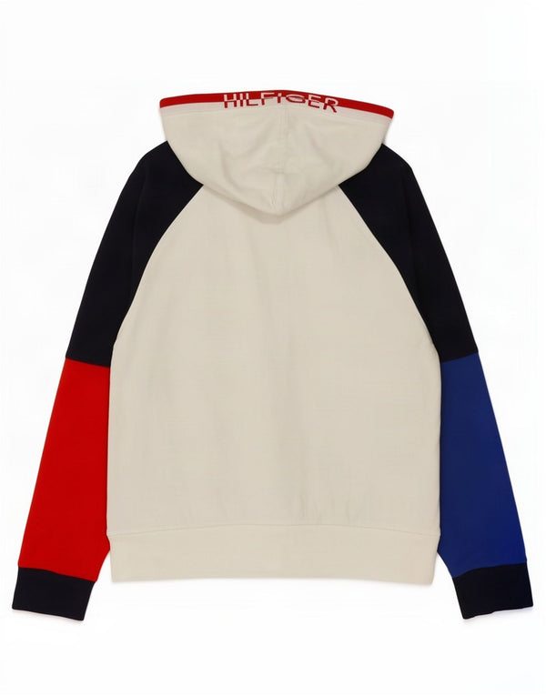 Мужской свитер с капюшоном и молнией с графическим рисунком Tommy Hilfiger, маленький белый с цветными блоками