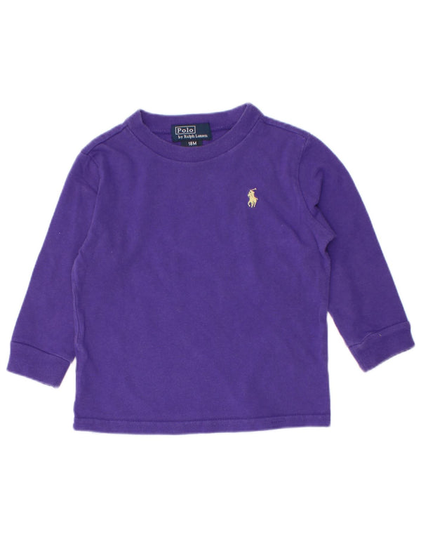 Хлопковый топ с длинными рукавами Polo Ralph Lauren для маленьких девочек 12–18 месяцев, фиолетовый