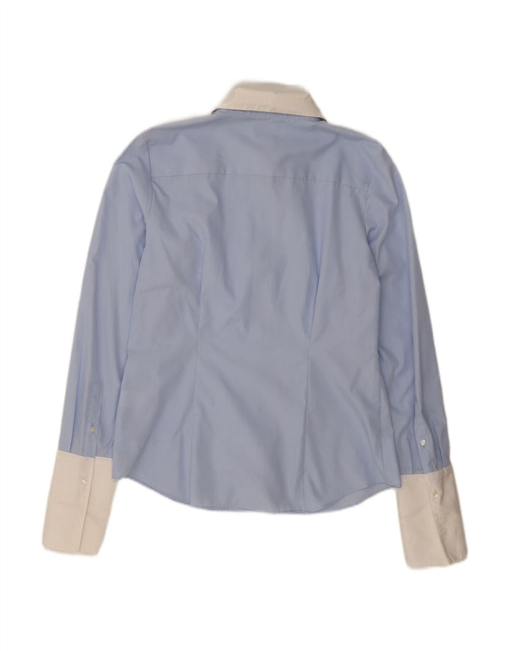 IZOD Womens Formal Shirt UK 14 Medium Blue Colourblock Cotton