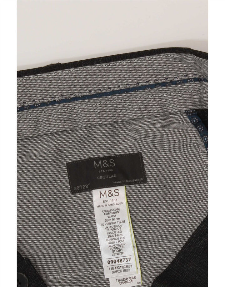 Мужские брюки-чиносы Marks & Spencer стандартного кроя W38 L29, серый полиэстер