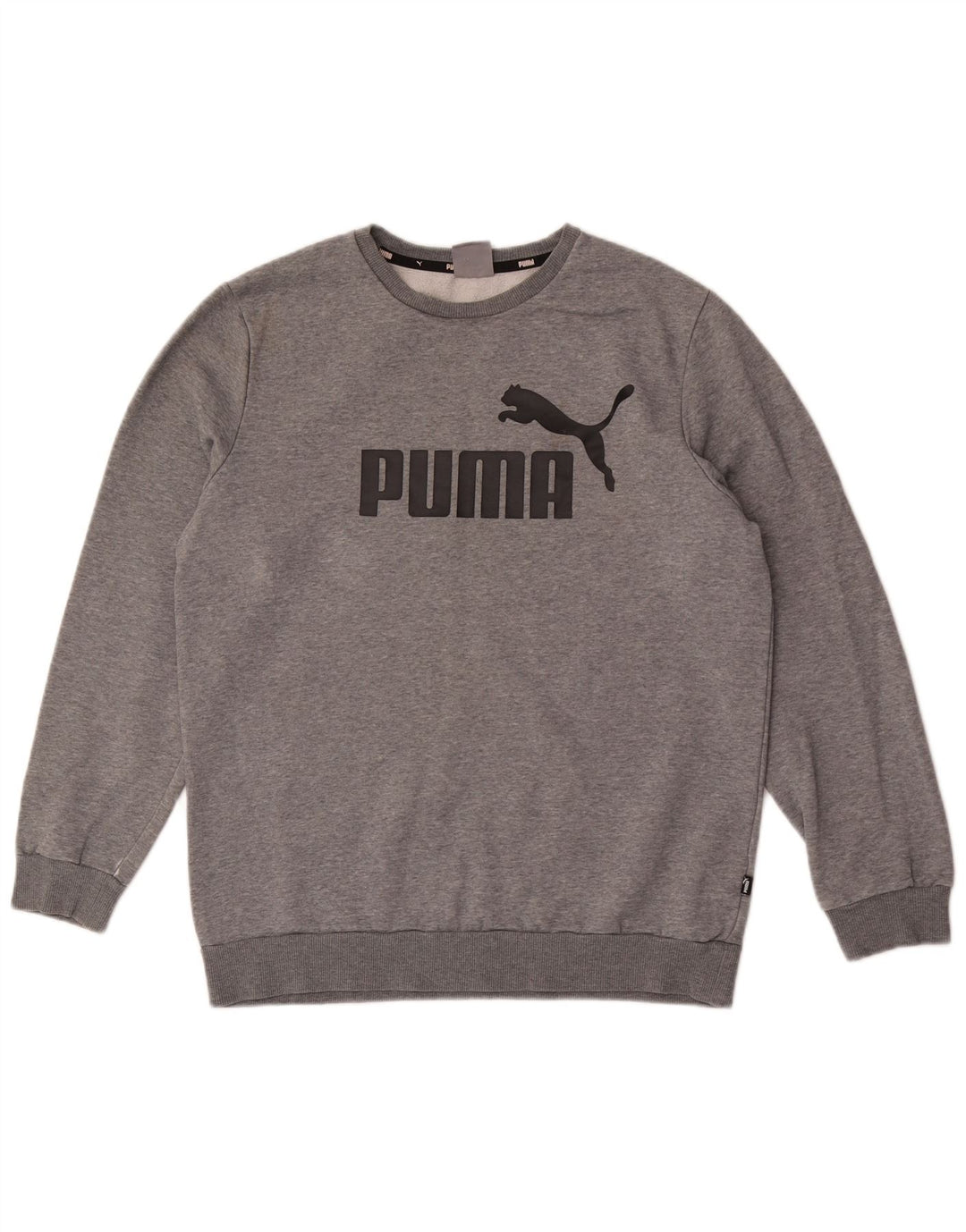 Мужской свитшот с рисунком Puma, хлопковый джемпер среднего серого цвета