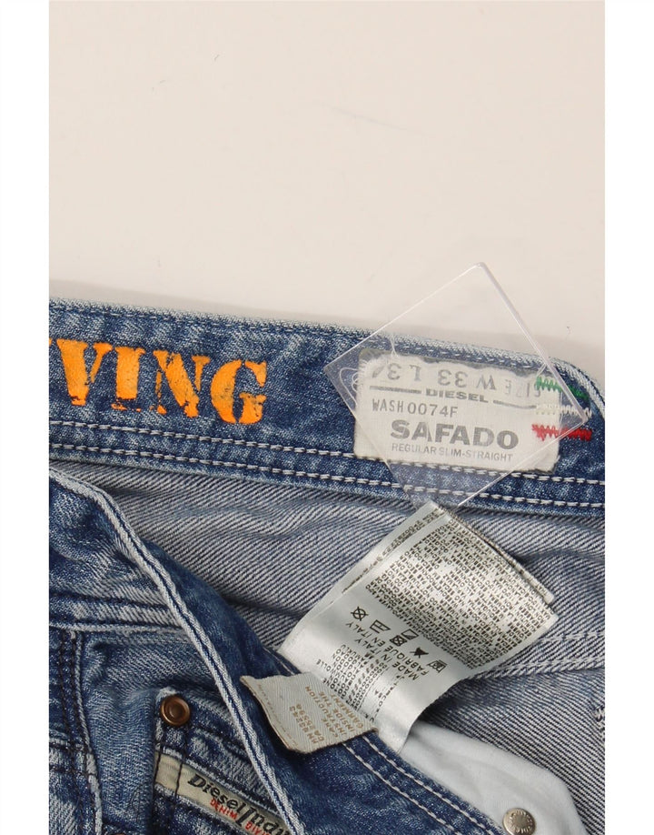 Мужские прямые джинсы DIESEL Safado Regular Slim W33 L31, синий хлопок