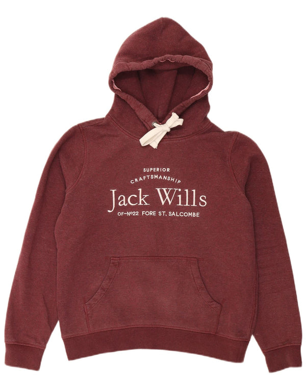 Женский джемпер с капюшоном Jack Wills Oversized с рисунком UK 12, средний бордовый