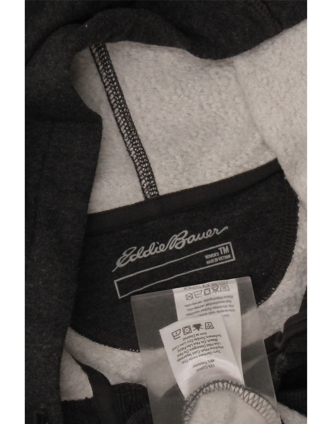 Женский джемпер с капюшоном на пуговицах EDDIE BAUER UK 14, хлопковый средний серый цвет
