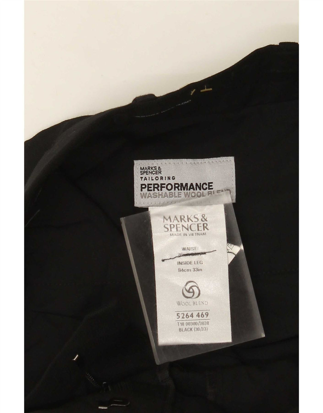 Мужские прямые костюмные брюки Marks & Spencer W30 L33 черные из полиэстера
