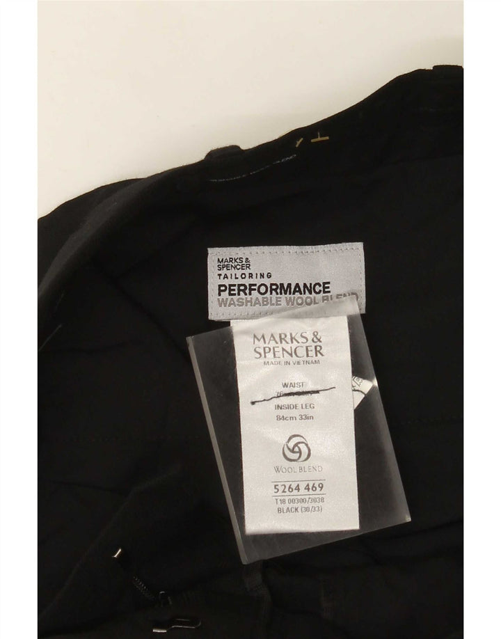Мужские прямые костюмные брюки Marks & Spencer W30 L33 черные из полиэстера