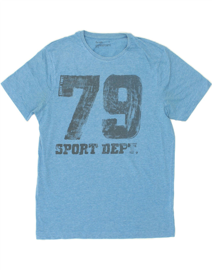 JULES Mens Graphic T-Shirt Top Large Blue Cotton Vintage Jules and Second-Hand Jules from Messina Hembry 
