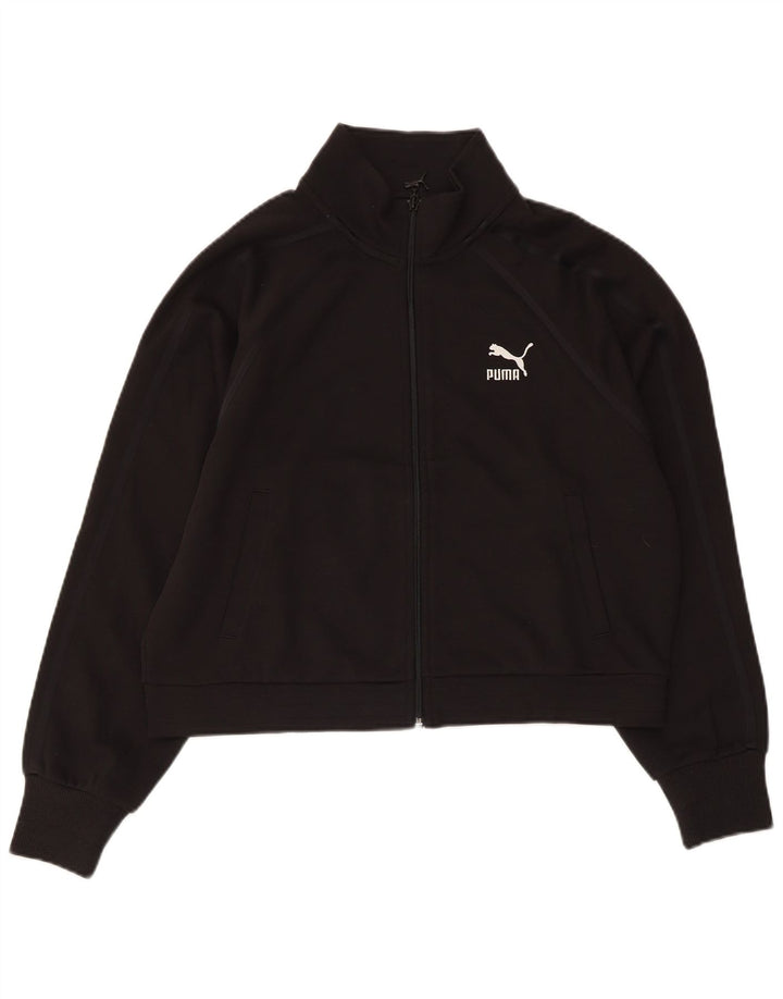 Женский укороченный спортивный костюм PUMA, верхняя куртка UK 14, средний черный хлопок