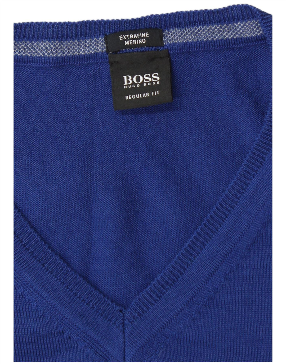 Мужской джемпер с v-образным вырезом Hugo Boss XL, синий из натуральной шерсти