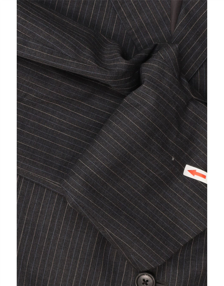 Corneliani Мужской пиджак на 3 пуговицах IT 54 2XL Серый в тонкую полоску из натуральной шерсти