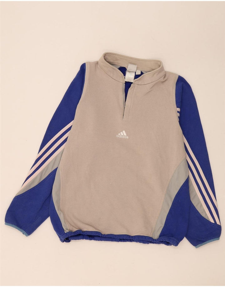 Мужской флисовый джемпер Adidas с рисунком на молнии, средний серый, цветных блоков