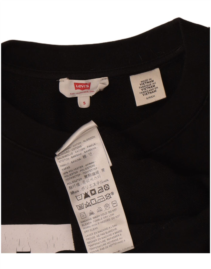 Женский джемпер оверсайз с рисунком Levi's, размер UK 10, маленький, черный, хлопок