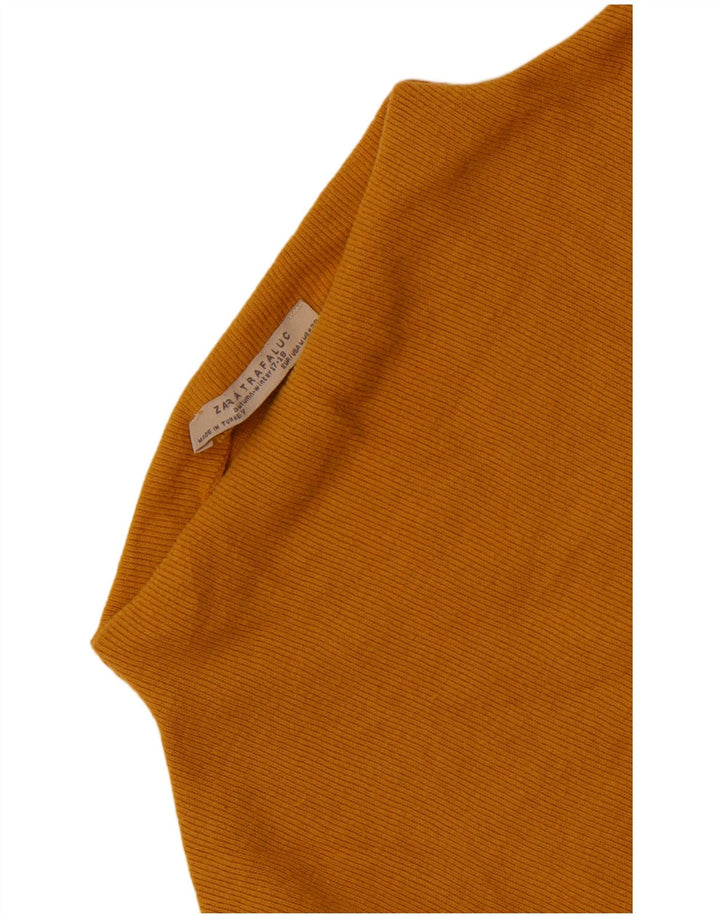 Женский укороченный джемпер с высоким воротником Zara UK 12, средний желтый цвет