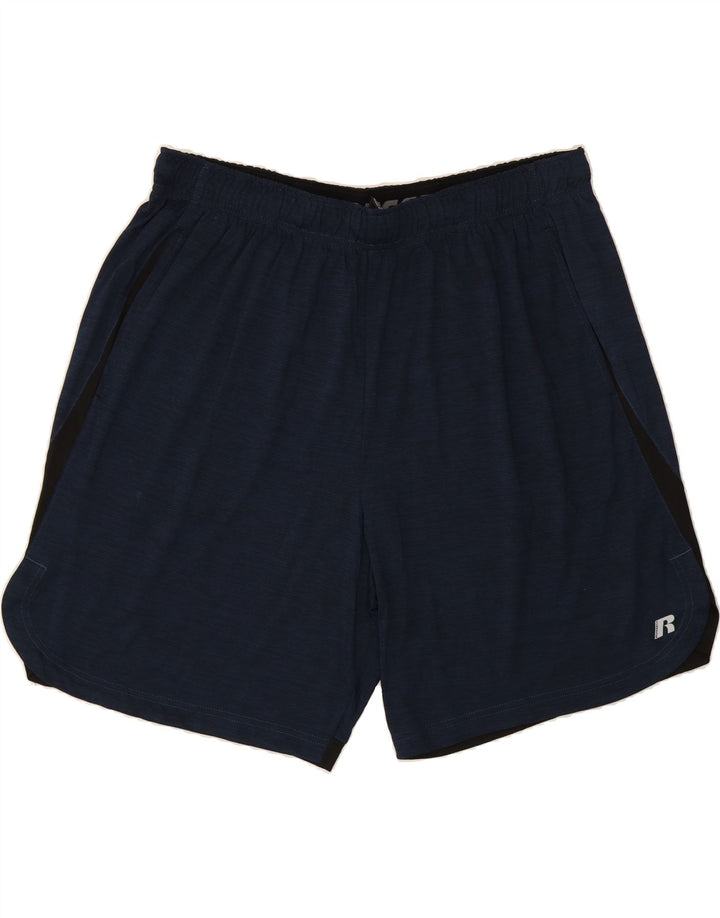 RUSSELL ATHLETIC Mens Sport Shorts XL  Navy Blue Flecked Polyester Vintage Russell Athletic and Second-Hand Russell Athletic from Messina Hembry 