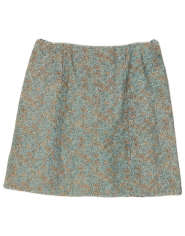 Винтажная женская мини-юбка W30, средний зеленый цвет с цветочным принтом