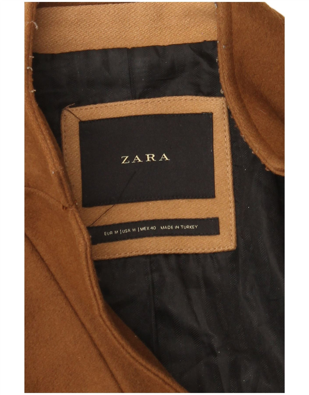 Мужское пальто Zara UK 38 среднего коричневого цвета