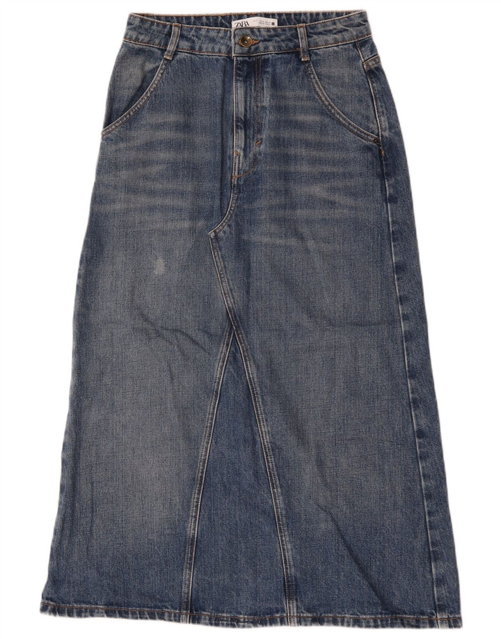 Женская джинсовая юбка Zara, маленькая, W26, синяя, хлопок