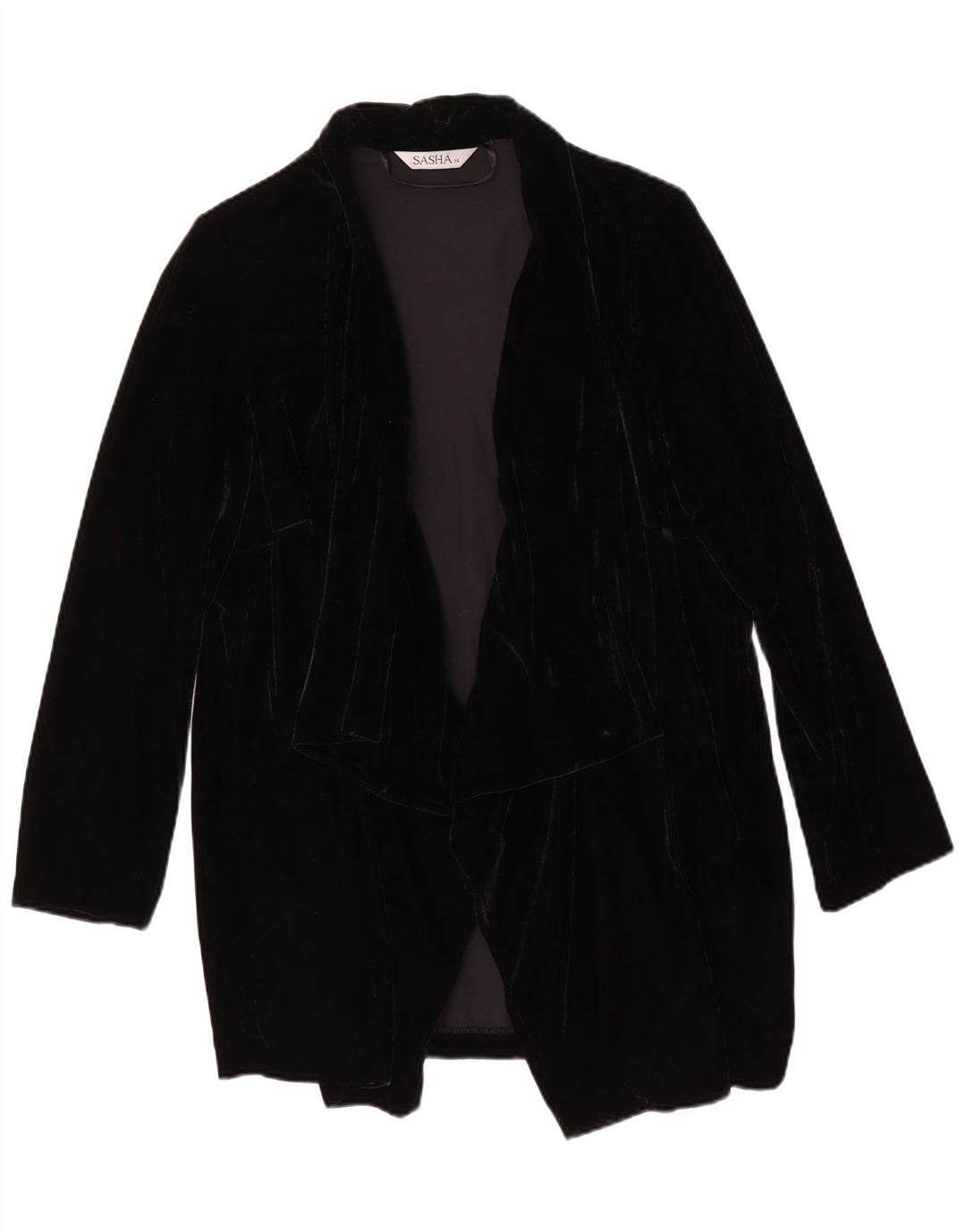 Женский открытый велюровый пиджак Sasha UK 14, большой черный из вискозы