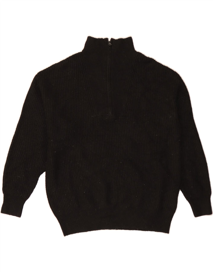 JACK WILLS Womens Zip Neck Jumper Sweater UK 14 Medium Black Acrylic Vintage Jack Wills and Second-Hand Jack Wills from Messina Hembry 