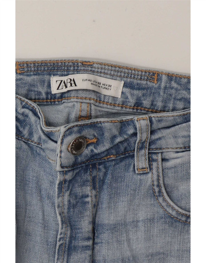 Мужские потертые узкие джинсы Zara UE 42, большие W32 L28, синие