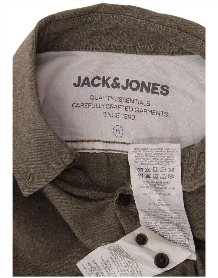 Мужская рубашка Jack & Jones из хлопка среднего цвета хаки