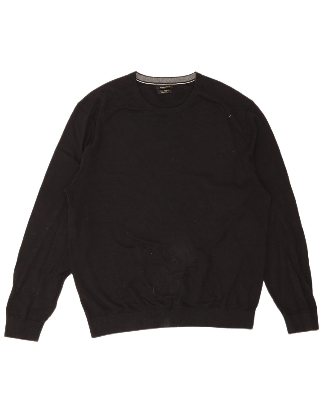 Мужской джемпер с круглым вырезом Massimo Dutti 2XL, черный хлопок