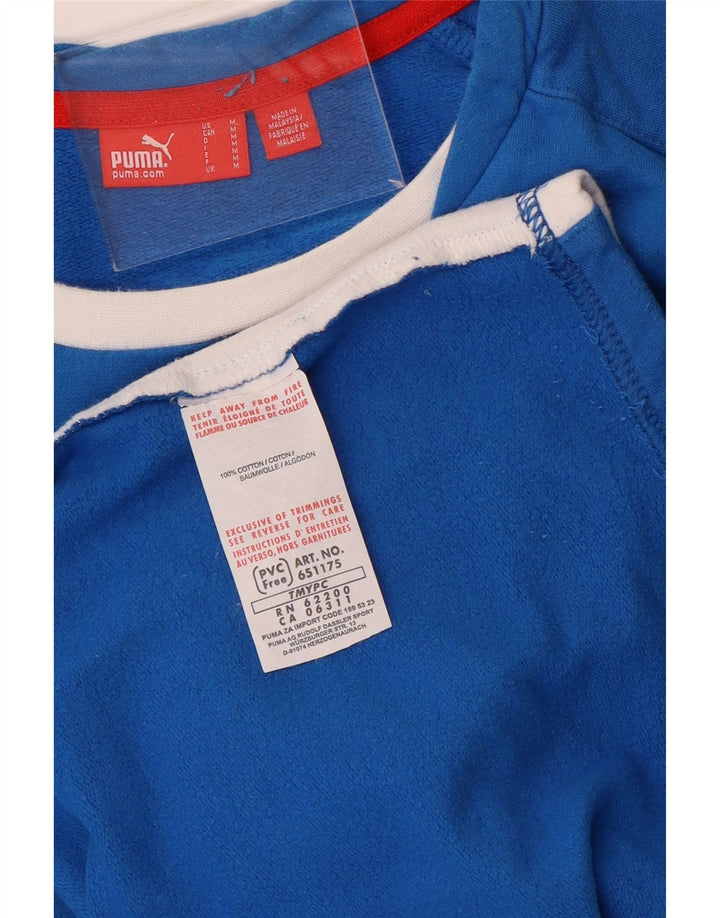 Женский топ Puma с длинным рукавом UK 14, средний синий, хлопок с цветными блоками
