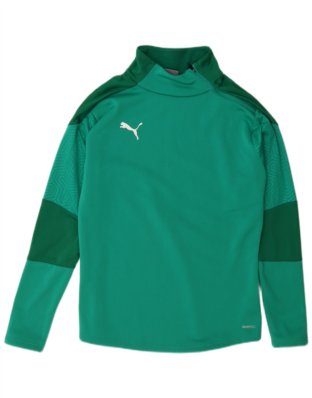 Мужской свитшот с воротником на молнии Puma, средний зеленый полиэстер с цветными блоками