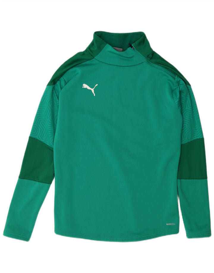 Мужской свитшот с воротником на молнии Puma, средний зеленый полиэстер с цветными блоками