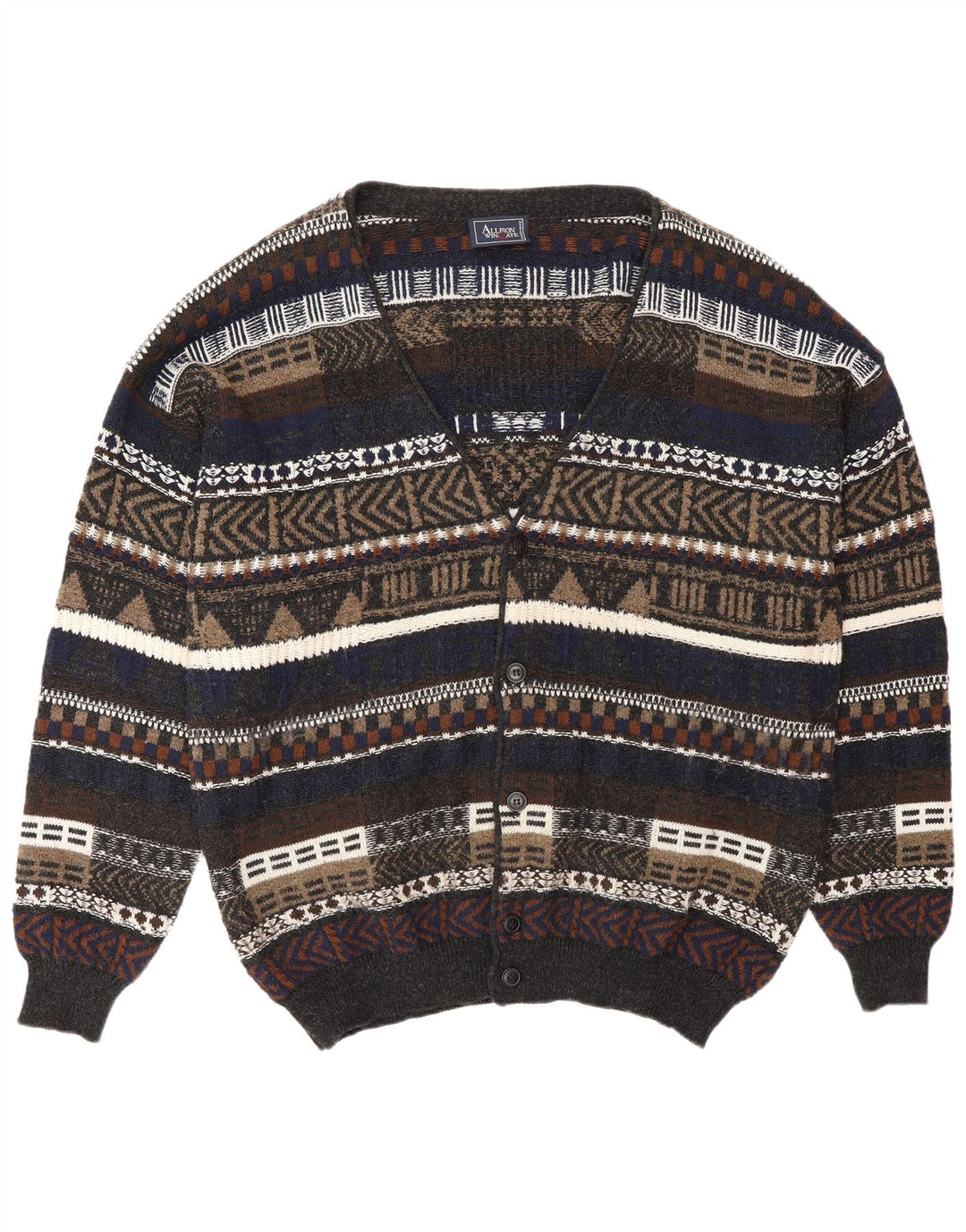 ALLISON WINGATE Мужской кардиган-свитер IT 56 2XL Разноцветный Fair Isle