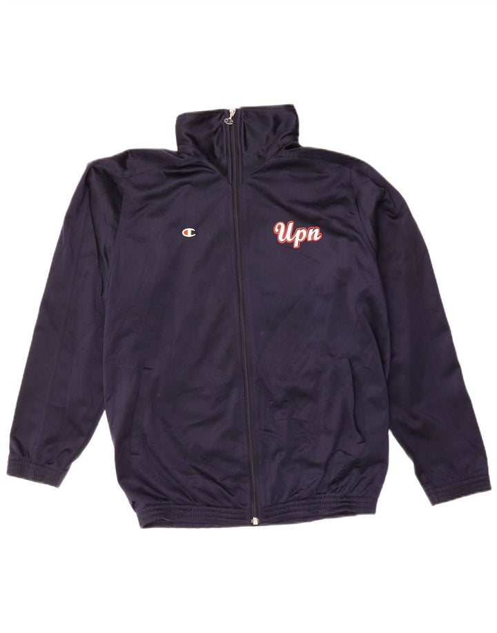 CHAMPION Boys Tracksuit Top Jacket 13-14 Years Navy Blue Polyester