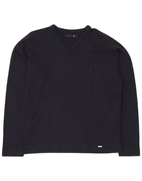 Мужской джемпер с v-образным вырезом TED BAKER, размер 5 XL, темно-синий, хлопок