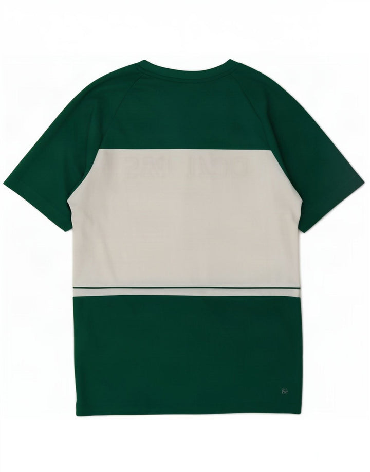 Lacoste Мужская футболка с рисунком, размер 3, маленькая зеленая, полиэстер с цветными блоками