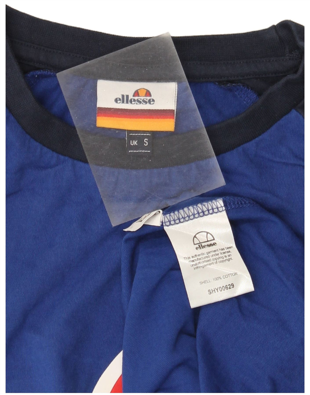Мужская футболка Ellesse с рисунком, маленький синий, хлопок с цветными блоками