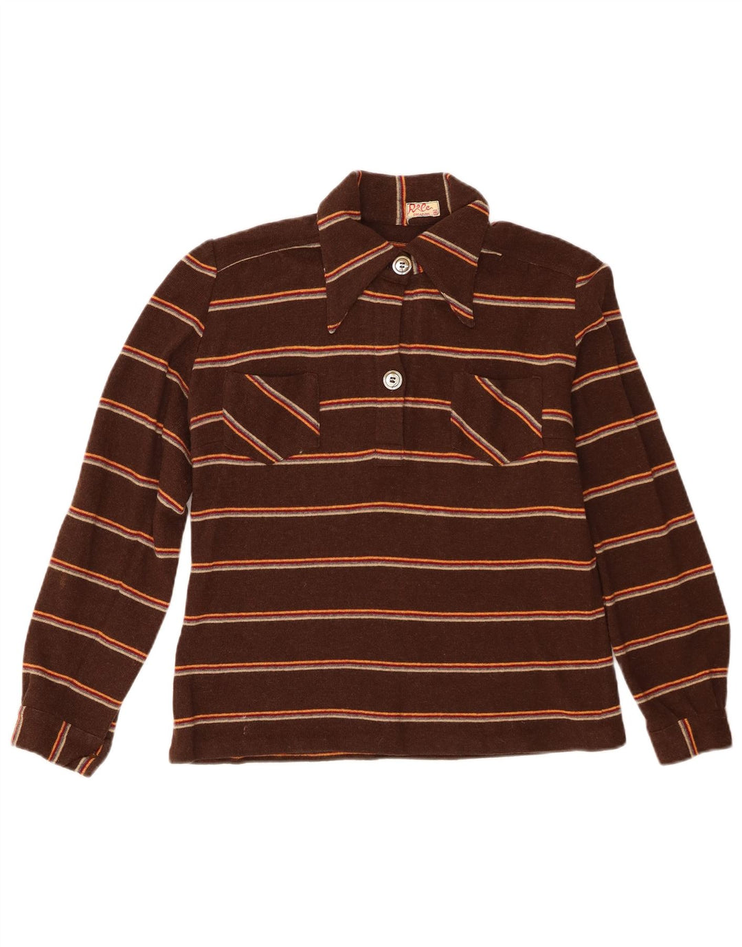 Винтажная женская рубашка-пуловер IT 46, большая коричневая полоска