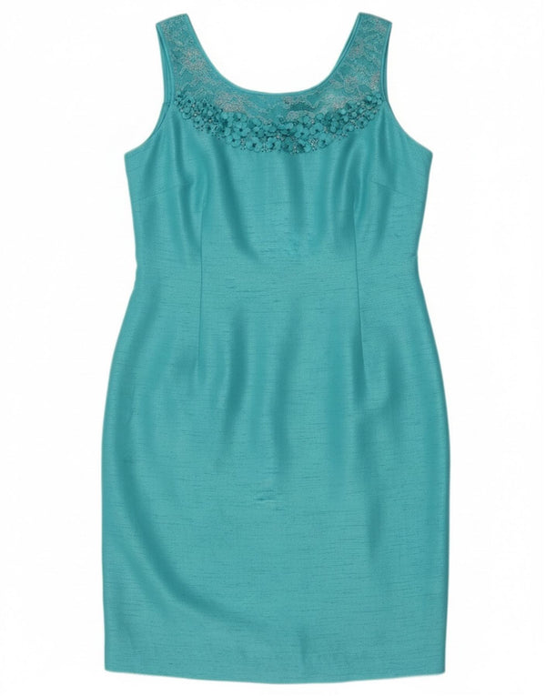 Женское платье-футляр без рукавов Jacques Vert UK 14, средний синий полиэстер