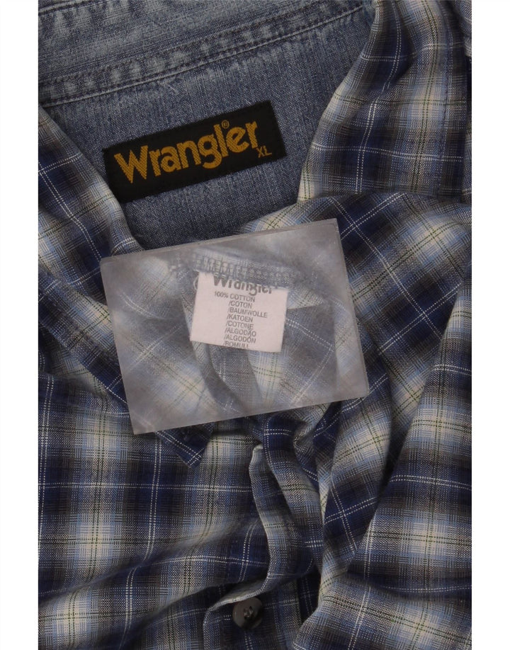Мужская рубашка Wrangler XL, синяя клетка, хлопок