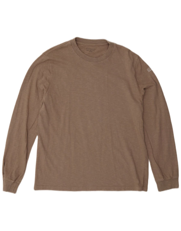 Мужской топ All Saints с длинным рукавом, средний, бежевый, в крапинку