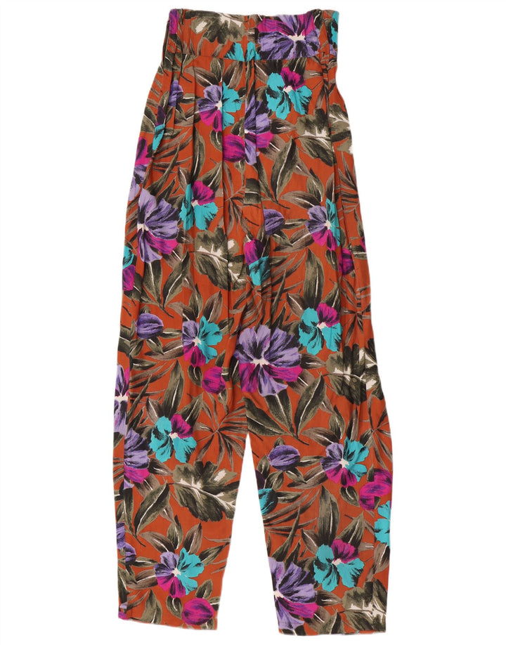 Винтажные женские брюки-шаровары W25 L29 с разноцветным цветочным принтом