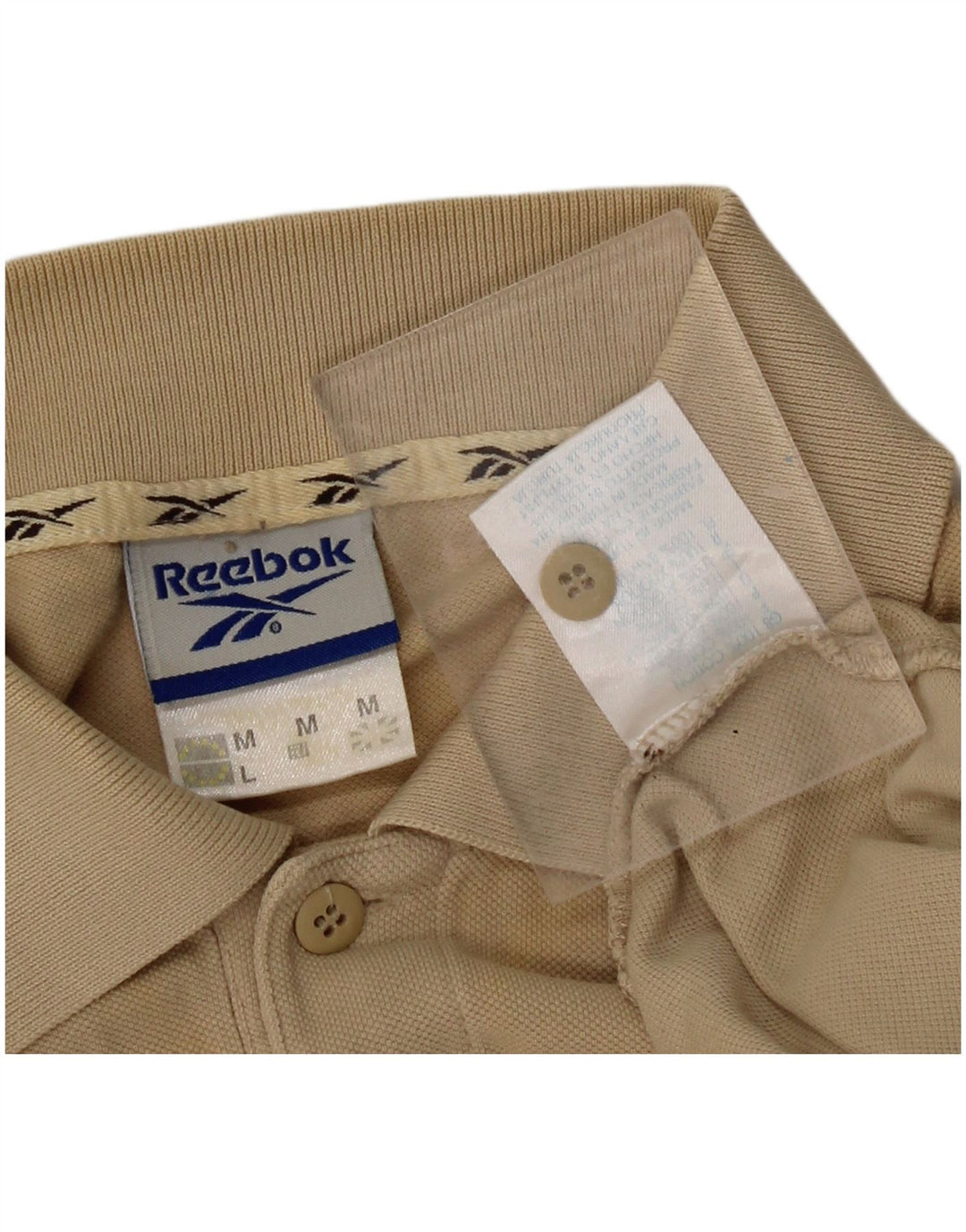 REEBOK Mens Polo Shirt Medium Beige Cotton