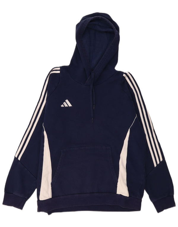 Мужской джемпер с капюшоном Adidas среднего размера, темно-синий, хлопок с цветными блоками