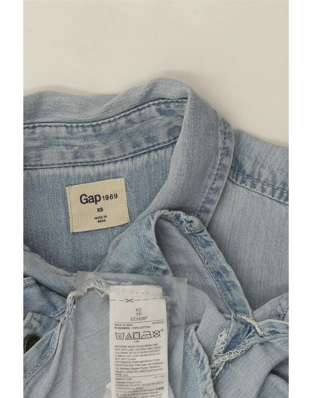 Женская джинсовая рубашка оверсайз Gap UK 6 XS, синяя хлопковая