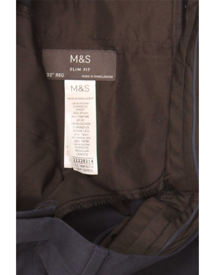 Мужские брюки узкого кроя Marks & Spencer W32 L31 из полиэстера темно-синего цвета