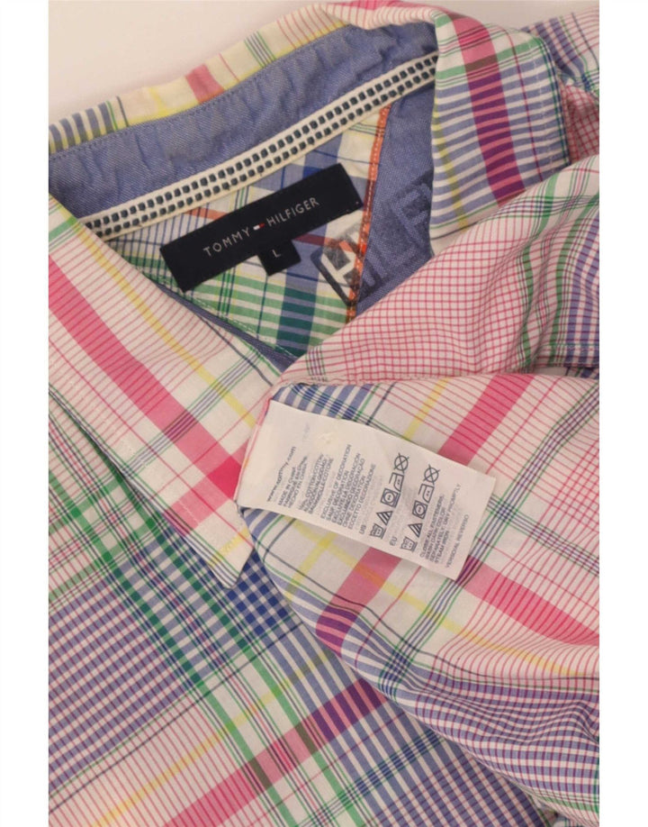 Мужская рубашка с коротким рукавом Tommy Hilfiger, большая разноцветная клетка, хлопок