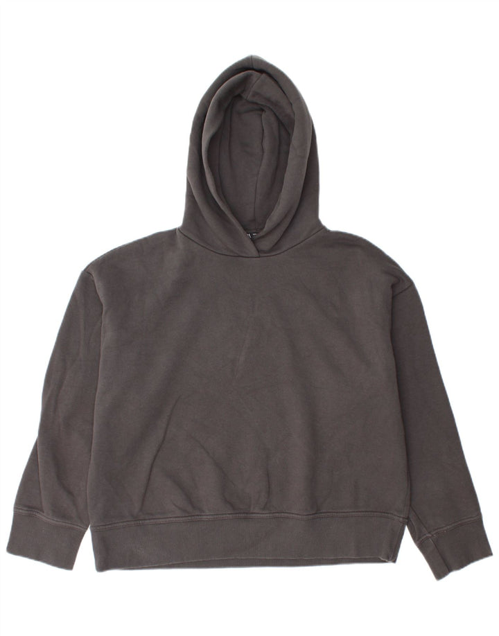 Женский джемпер с капюшоном оверсайз Zara UK 14, хлопковый средний серый цвет