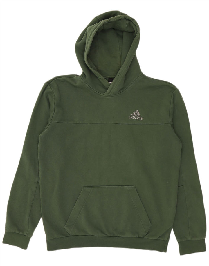 Мужской джемпер с капюшоном ADIDAS, хлопок среднего зеленого цвета